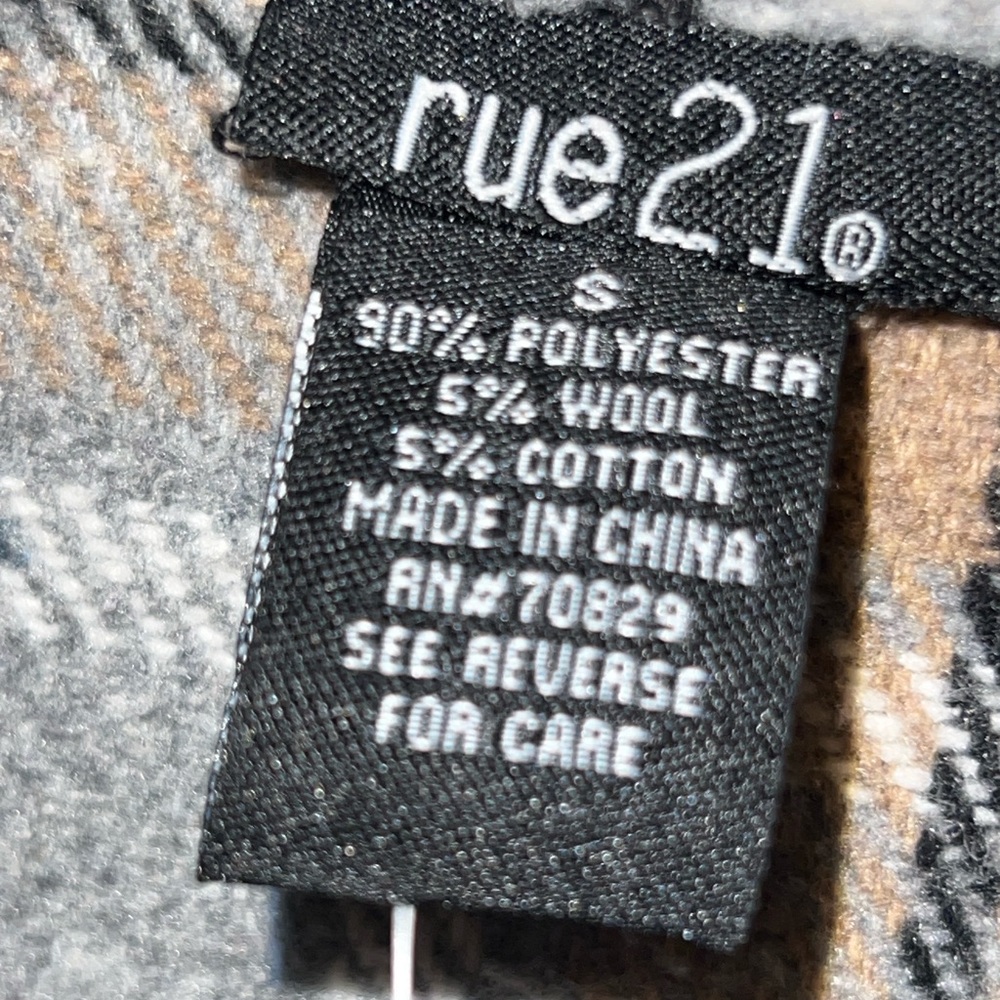 Rue21 Plaid Wool Blend Grey & Brown Jacket- Size Small - Picture 5 of 5